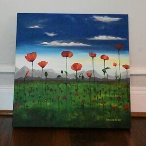 Original Wall Art Home Decor Red Poppies Wall Painting on Canvas